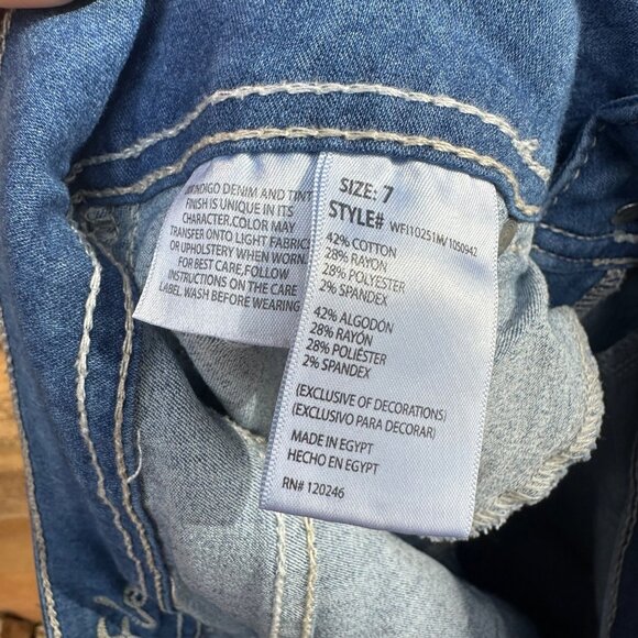 Wallflower Skinny Stretch Double Button Mid Rise Blue Jeans Size 7 - Picture 6 of 12